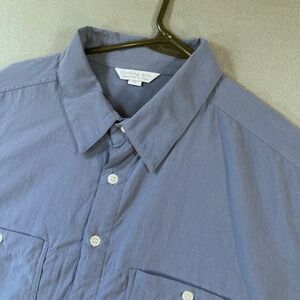 Clothing Arts Mens XL P^cubed Pick-Pocket Proof Travel Shirt Blue Grey Nylon